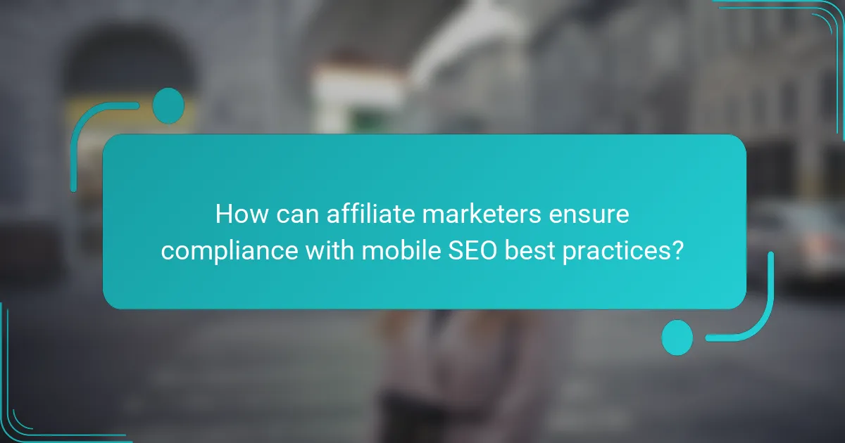 How can affiliate marketers ensure compliance with mobile SEO best practices?